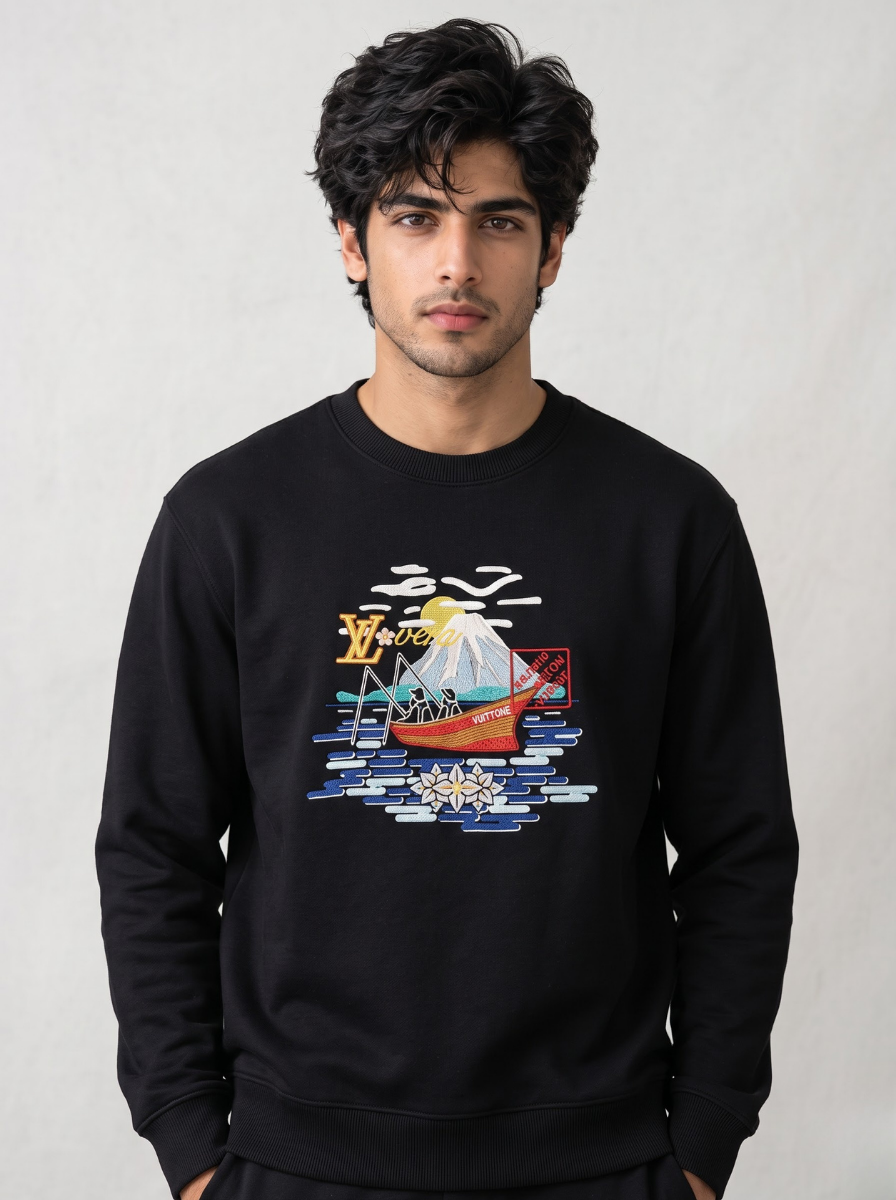 Premium Boat Graphic Print Sweatshirt