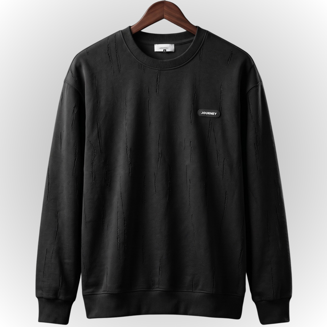 Modern Textured Print Fleece Sweatshirt