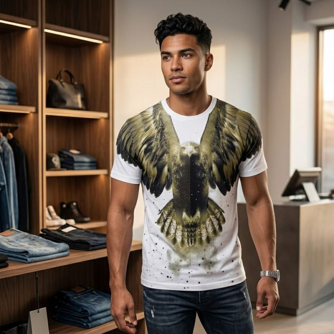 Eagle Swarovski Graphic Oversized T-Shirt
