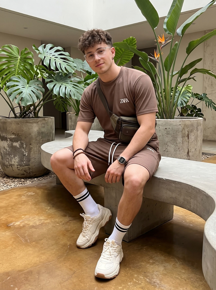 Ribbed T-Shirt &amp; Shorts Cordset