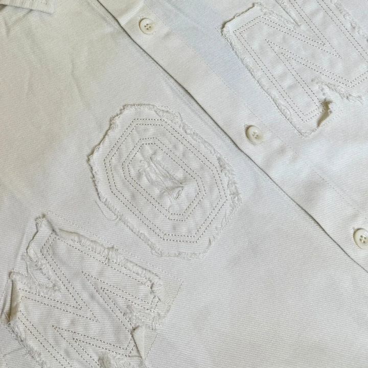 Textured Letter Embroidery Shirt
