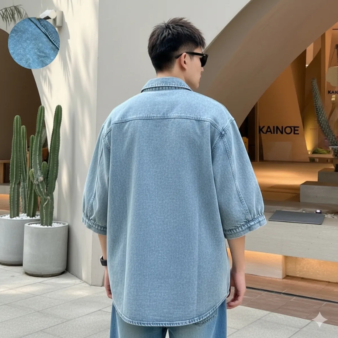 Textured Letter Embroidery Shirt