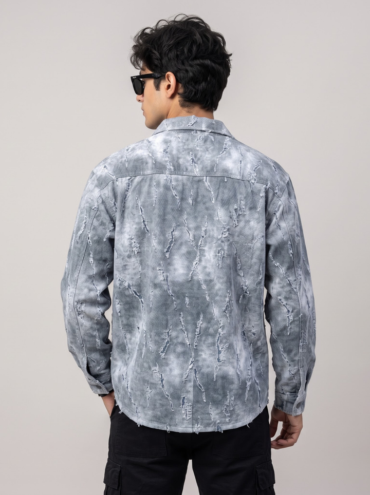 Stylish Faded Textured Denim Shirt