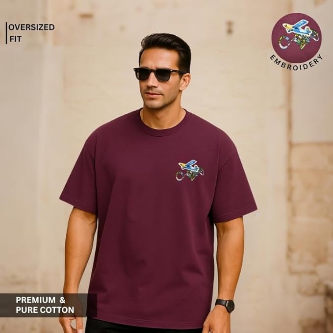 Embossed Round Neck T-Shirt