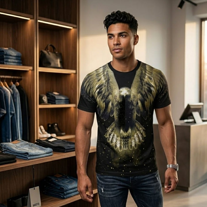 Eagle Swarovski Graphic Oversized T-Shirt