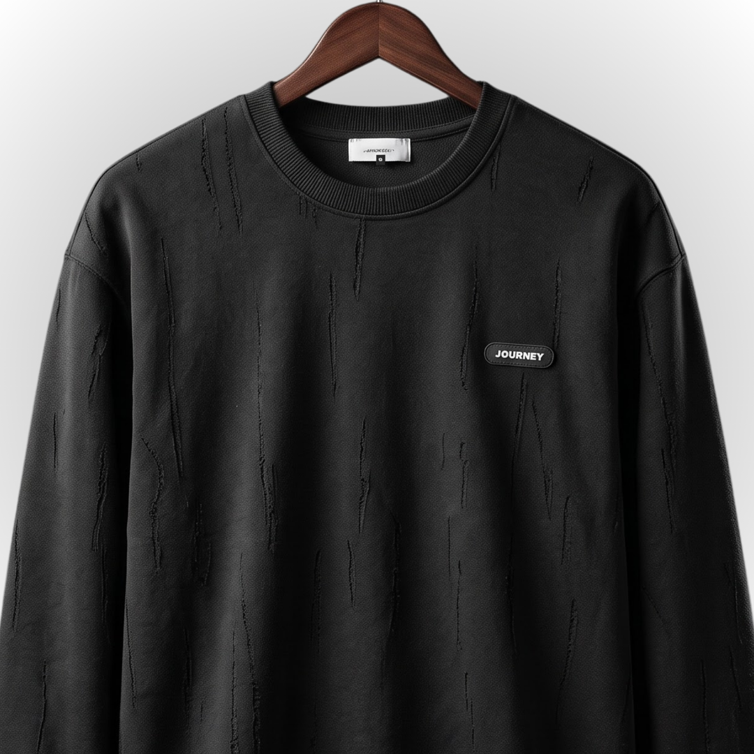 Modern Textured Print Fleece Sweatshirt