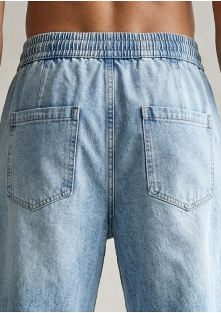 Side Stripe Baggy Denim Joggers