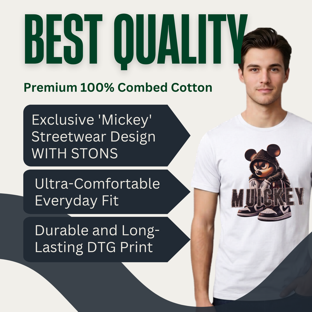 Mouse Rhinestone Graphic Cotton T-Shirt