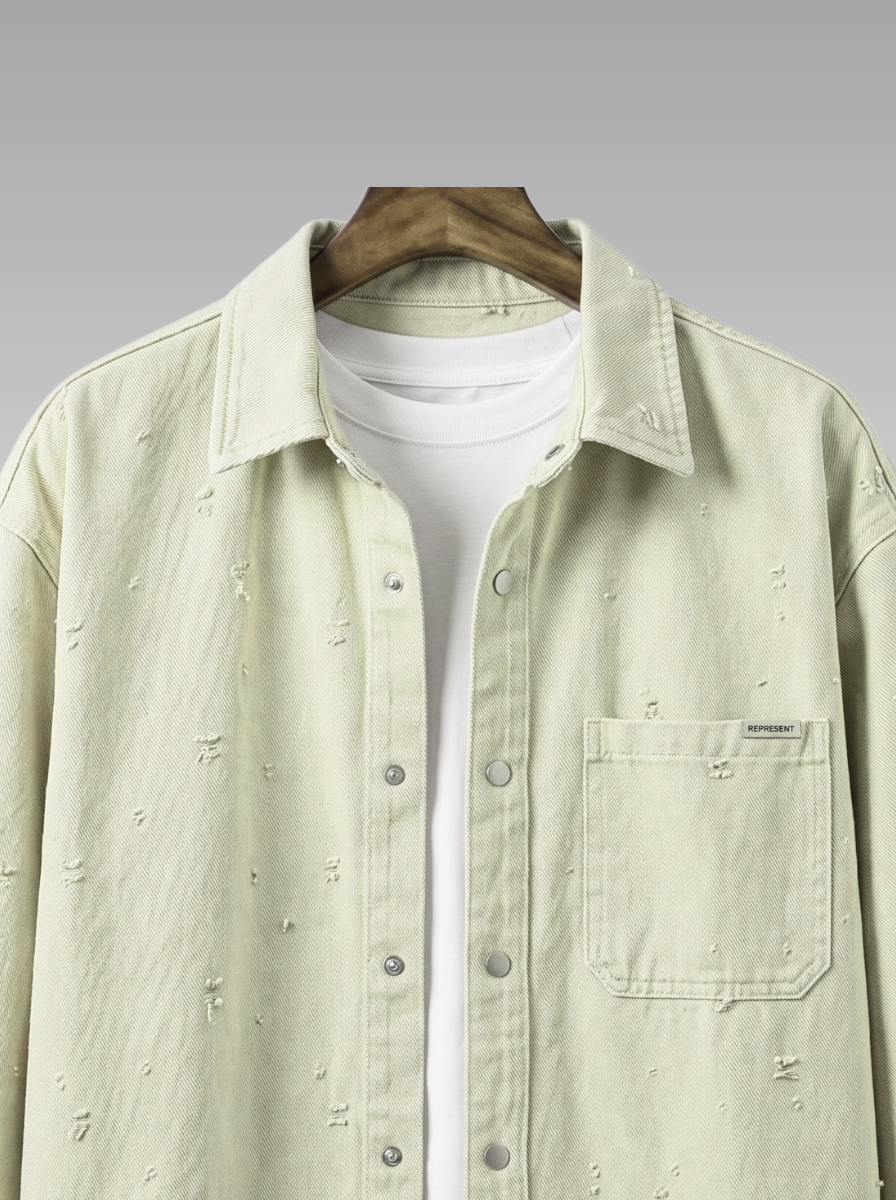 Modern Textured Casual Denim Shirt