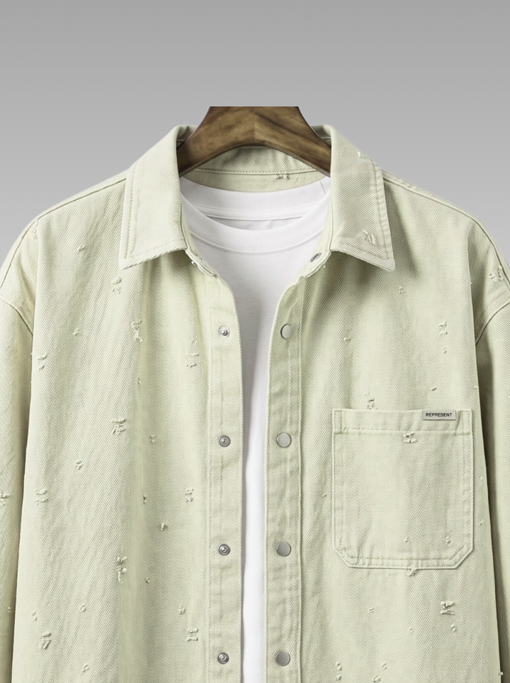 Modern Textured Casual Denim Shirt