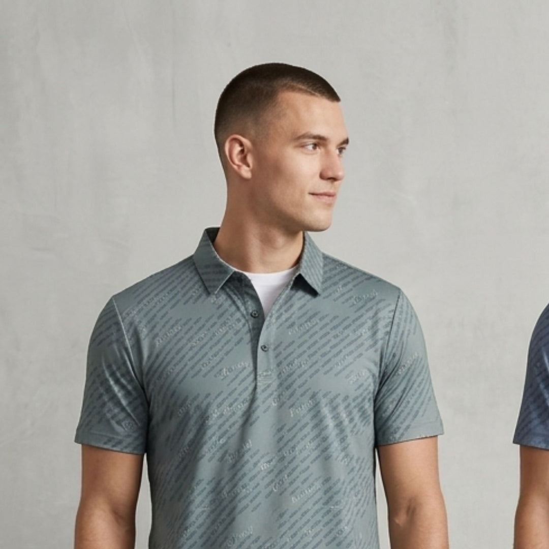 Slim Fit Script Print Polo Shirt
