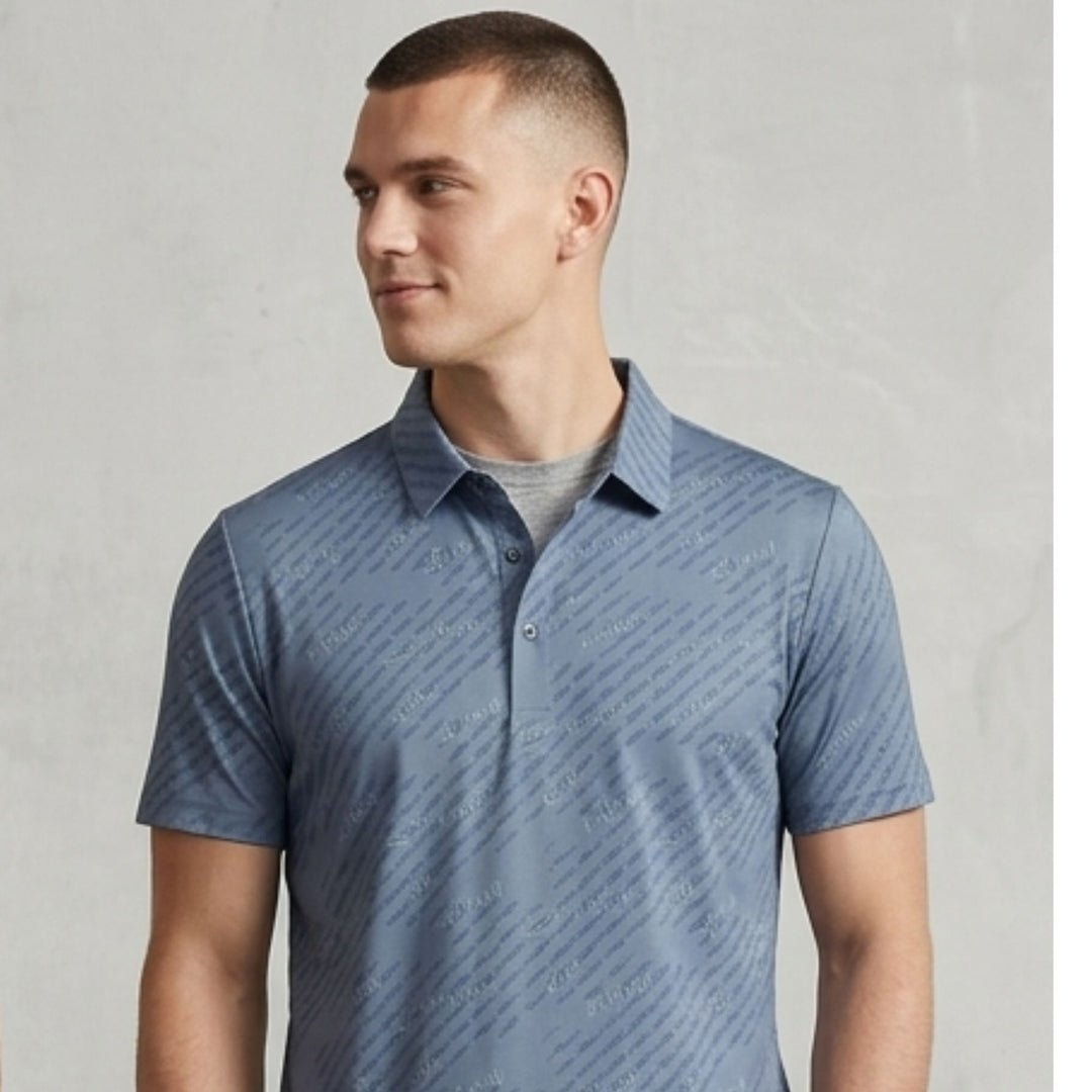 Slim Fit Script Print Polo Shirt