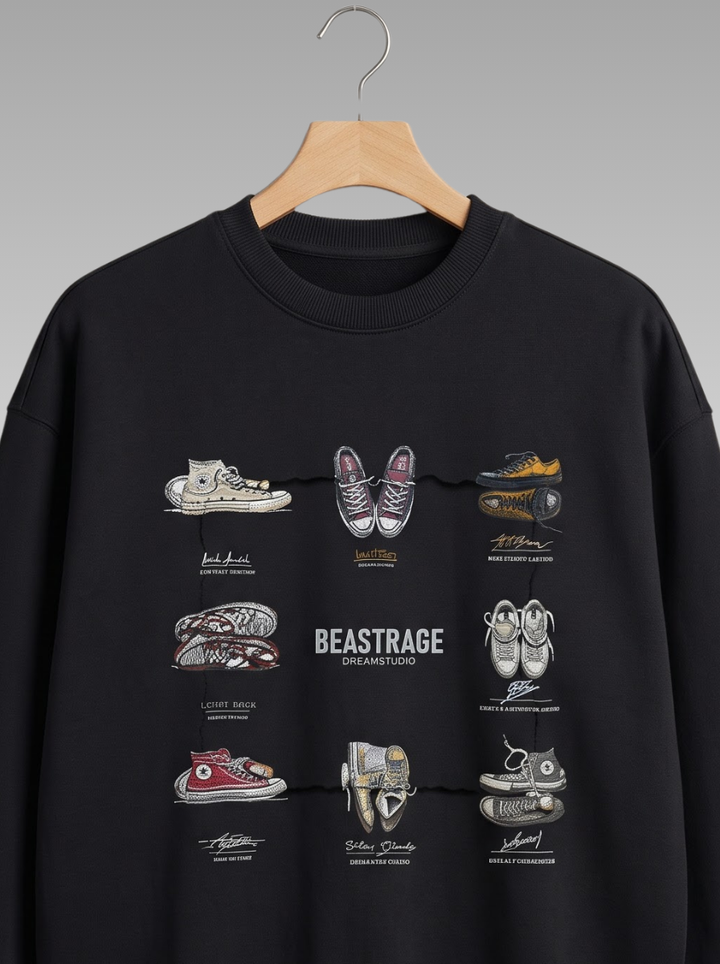 Sneaker Grid Graphic Print Sweatshirt