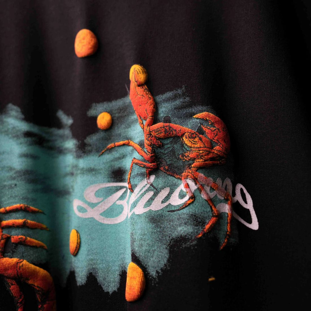 Crab Graphic Puff Print Oversized T-Shirt