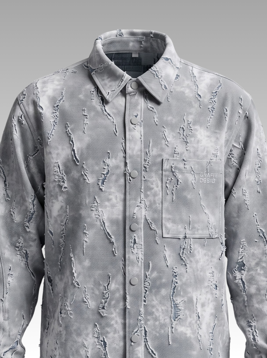 Stylish Faded Textured Denim Shirt