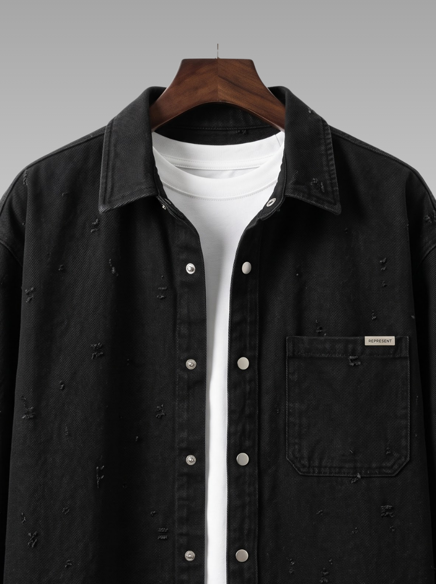 Modern Textured Casual Denim Shirt