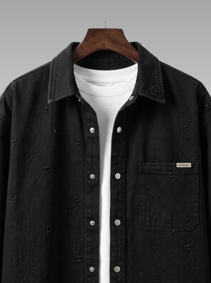 Modern Textured Casual Denim Shirt