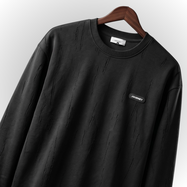 Modern Textured Print Fleece Sweatshirt