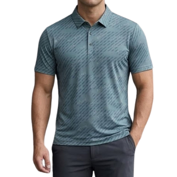 Slim Fit Script Print Polo Shirt