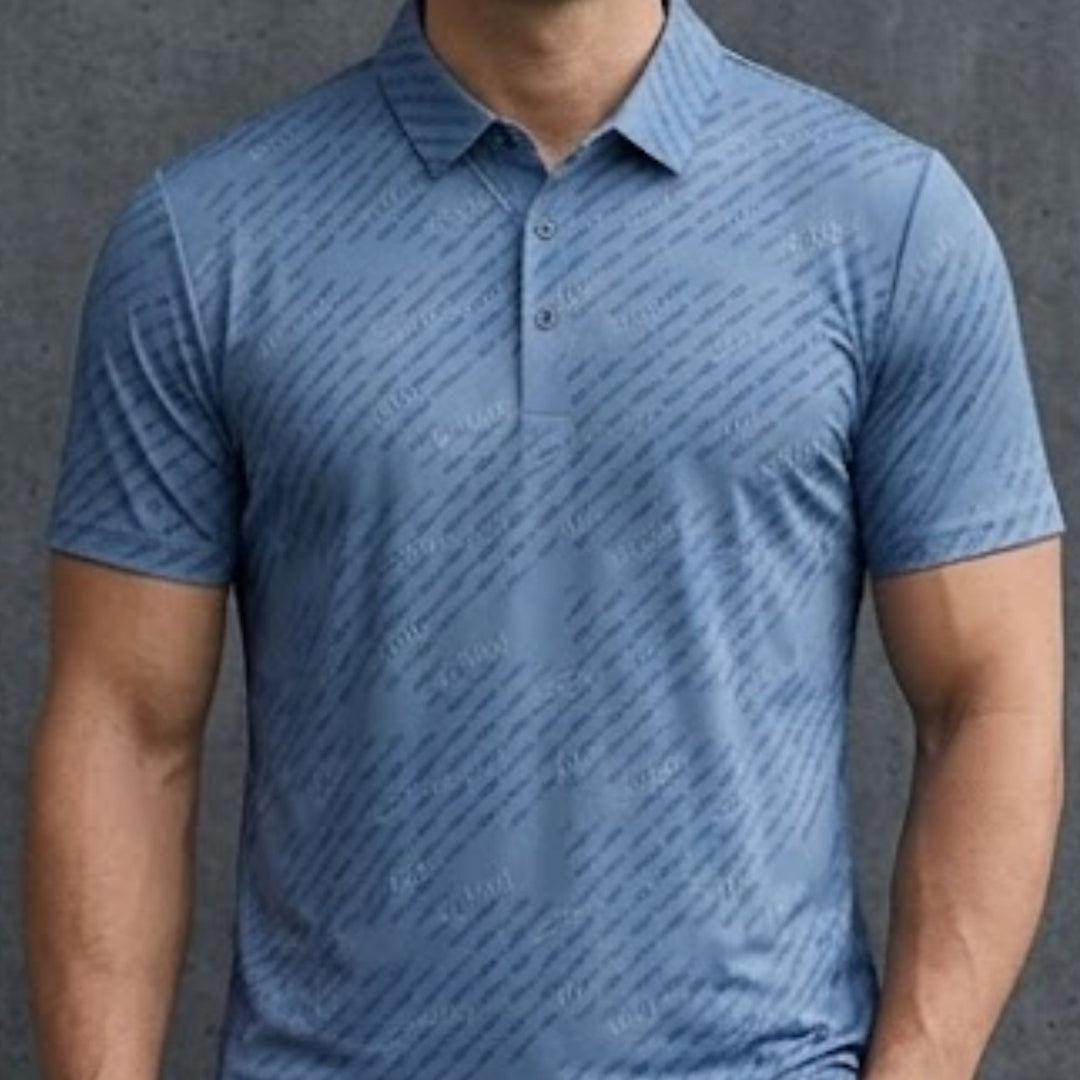 Slim Fit Script Print Polo Shirt