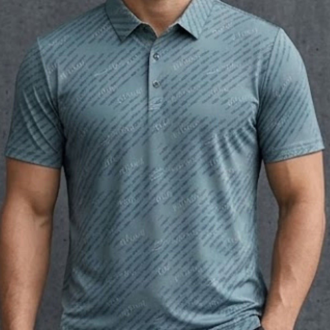 Slim Fit Script Print Polo Shirt