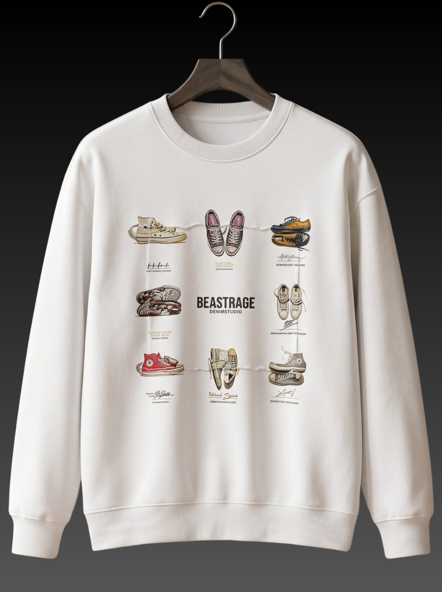 Sneaker Grid Graphic Print Sweatshirt