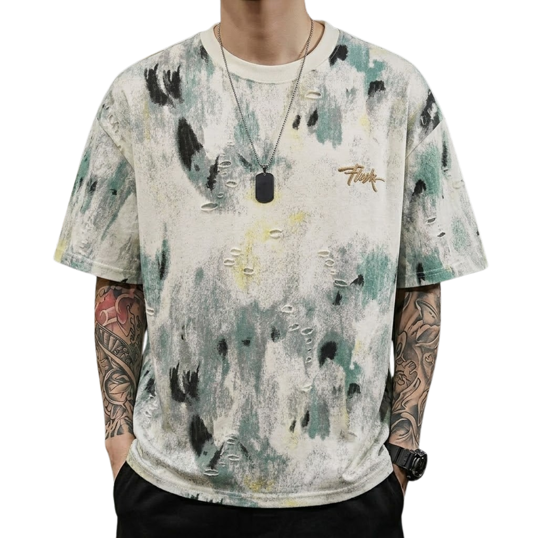 Rugged Distressed Print T-Shirt