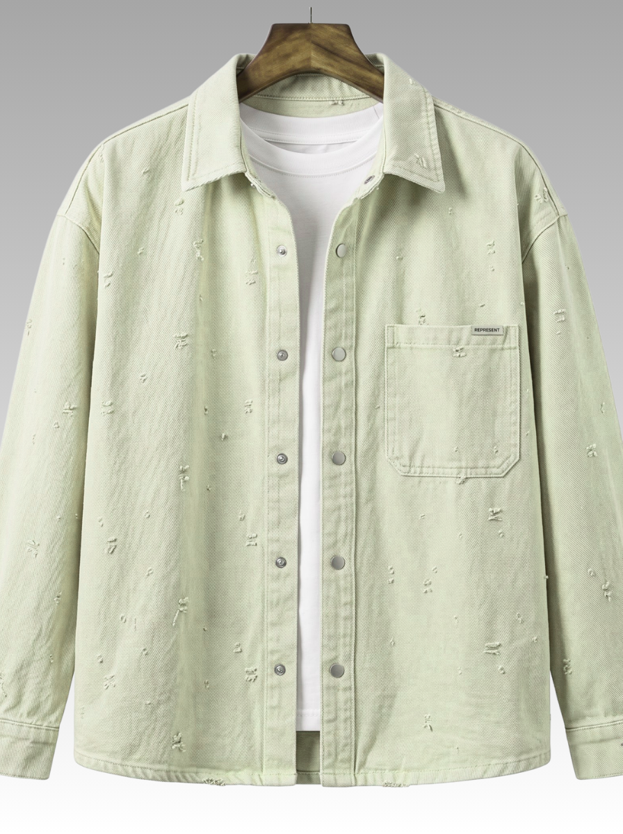 Modern Textured Casual Denim Shirt