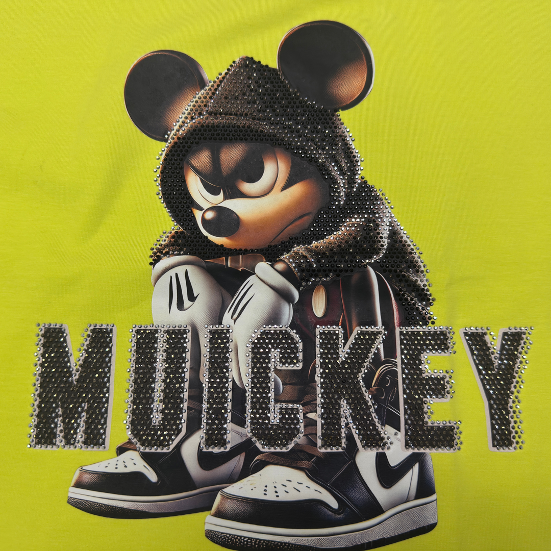 Mouse Rhinestone Graphic Cotton T-Shirt