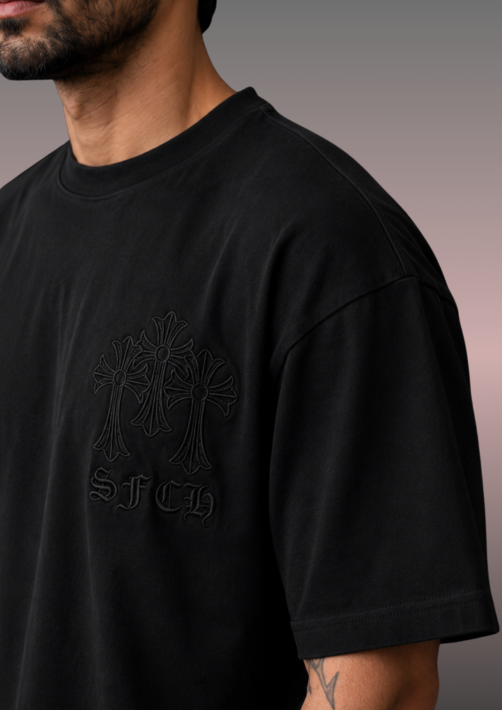 Gothic Embroidered Oversized T-Shirt