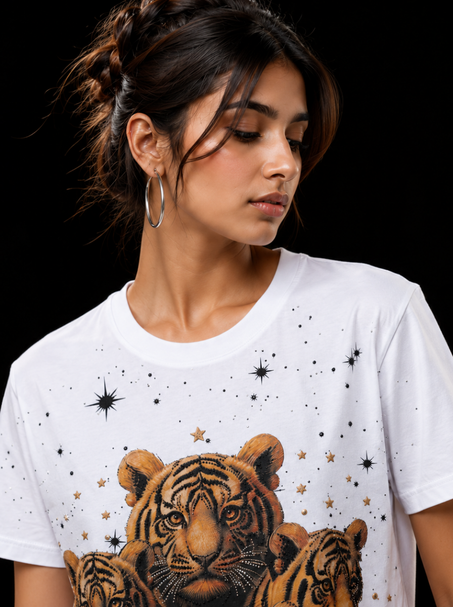 Tiger Family Graphic Print T-Shirt
