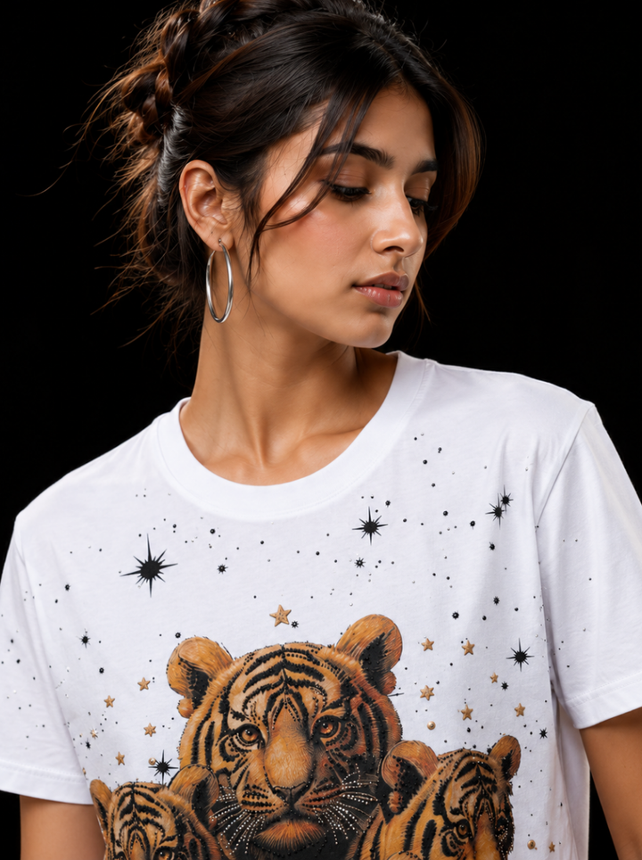 Tiger Family Graphic Print T-Shirt