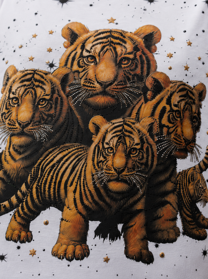 Tiger Family Graphic Print T-Shirt