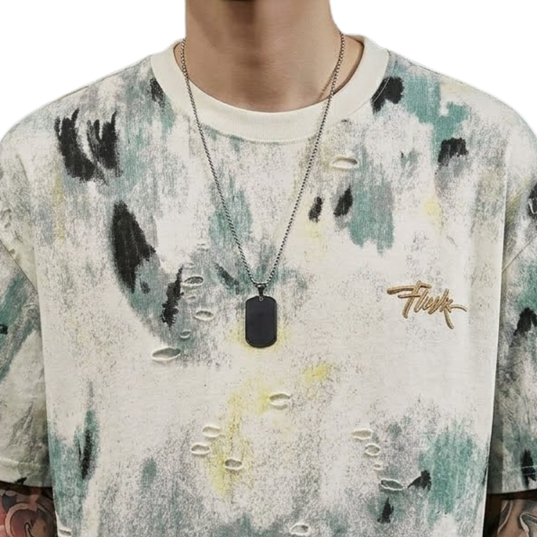 Rugged Distressed Print T-Shirt