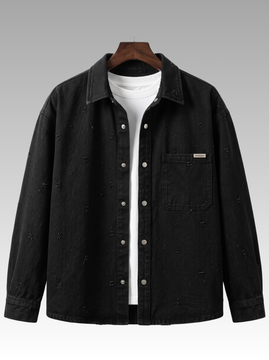 Modern Textured Casual Denim Shirt