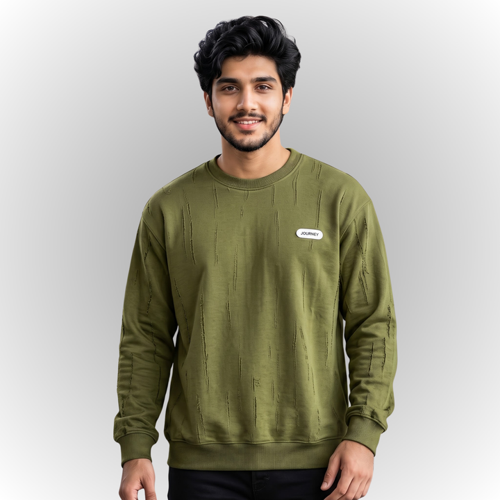 Modern Textured Print Fleece Sweatshirt