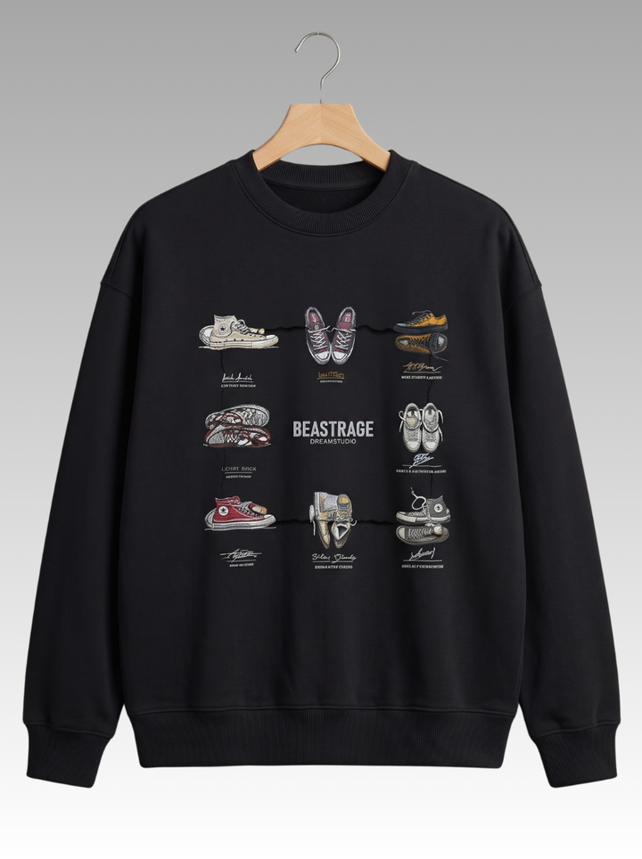 Sneaker Grid Graphic Print Sweatshirt