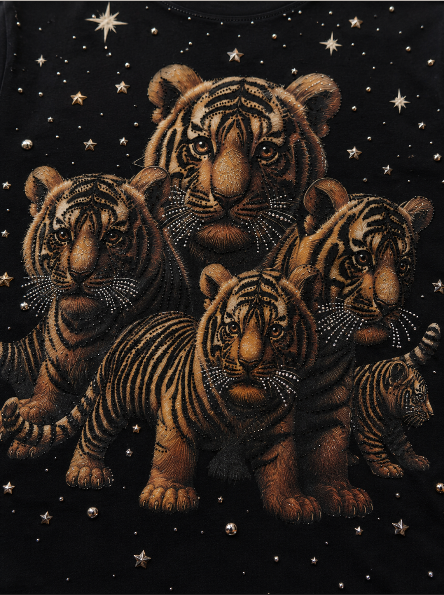 Tiger Family Graphic Print T-Shirt