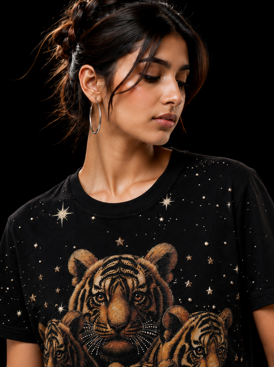 Tiger Family Graphic Print T-Shirt