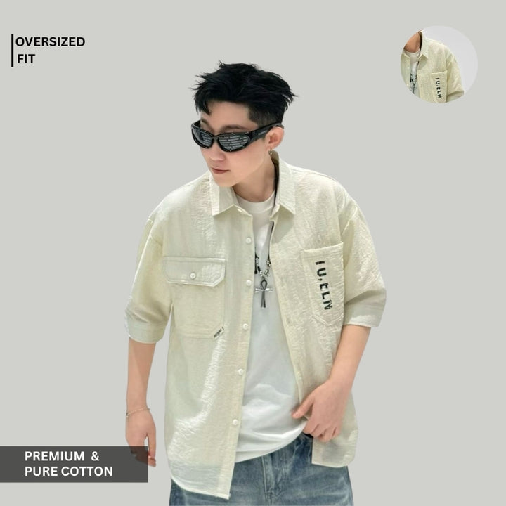 Textured Cotton Button-Down Shirt