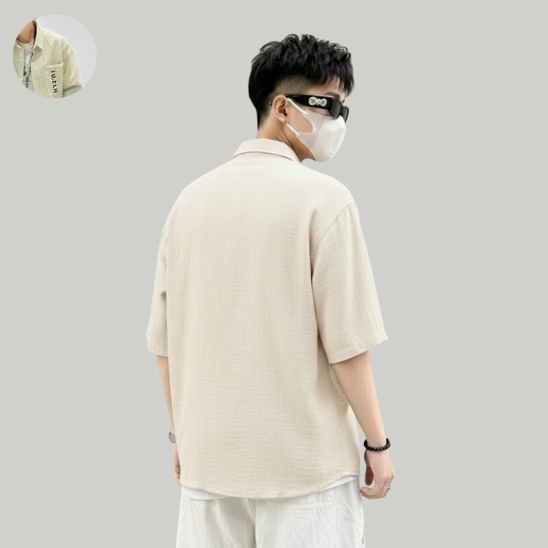 Textured Cotton Button-Down Shirt