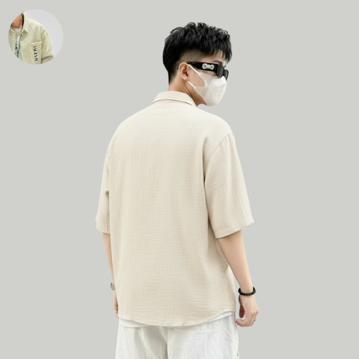Textured Cotton Button-Down Shirt