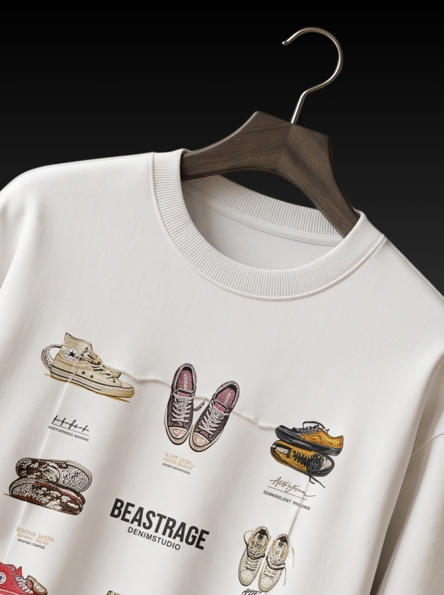 Sneaker Grid Graphic Print Sweatshirt