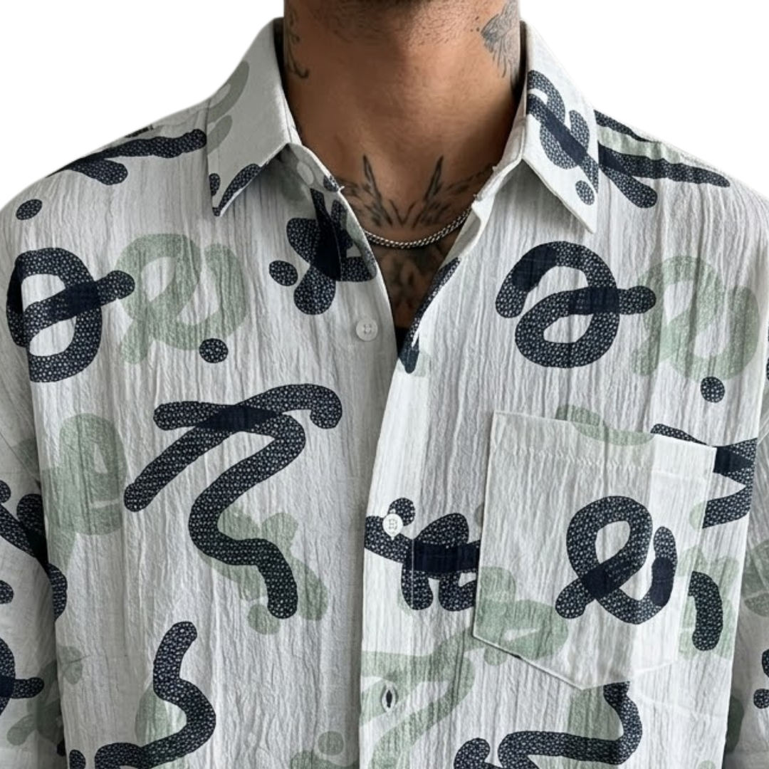 Oversized Abstract Doodle Shirt