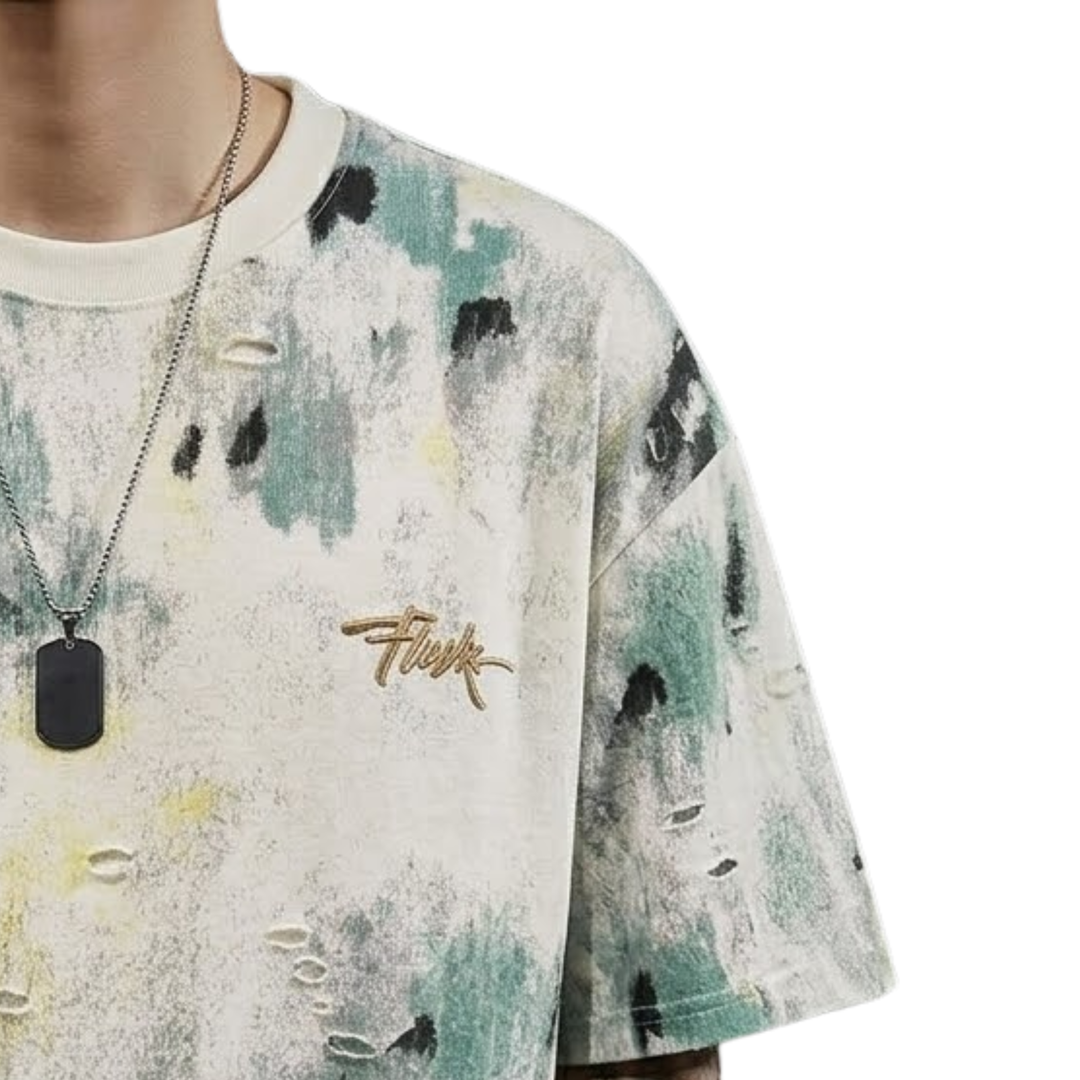 Rugged Distressed Print T-Shirt