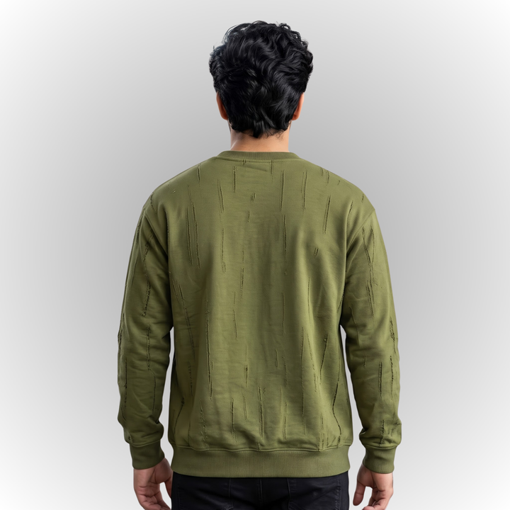 Modern Textured Print Fleece Sweatshirt
