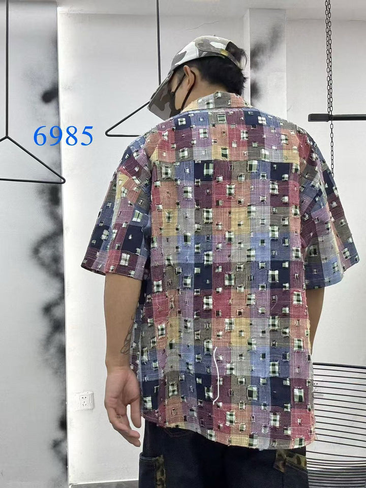 Oversized Check Half Sleeve Shirt