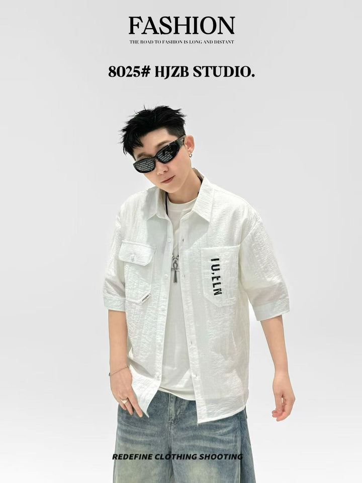 Textured Cotton Button-Down Shirt