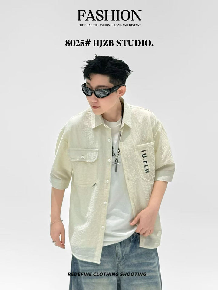 Textured Cotton Button-Down Shirt