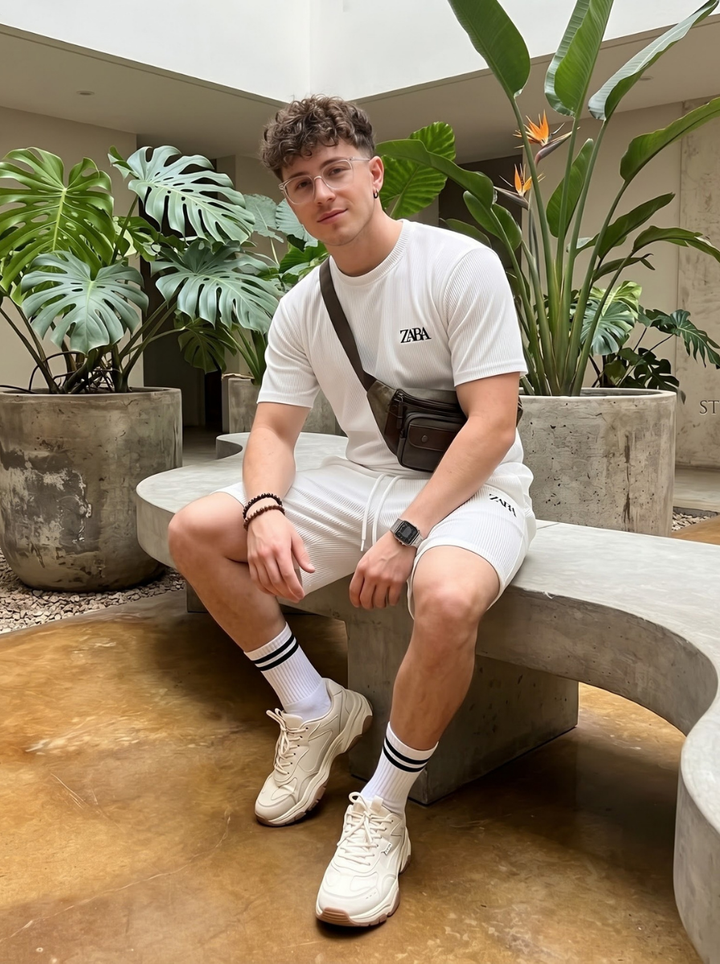 Ribbed T-Shirt &amp; Shorts Cordset